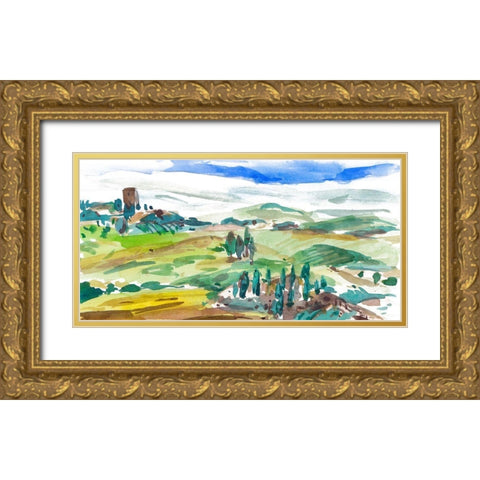 Vibrant Tuscan Landscape I Gold Ornate Wood Framed Art Print with Double Matting by Wang, Melissa