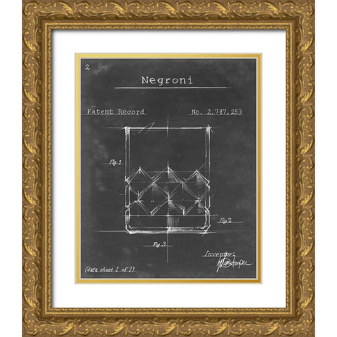 Barware Blueprint IX Gold Ornate Wood Framed Art Print with Double Matting by Harper, Ethan
