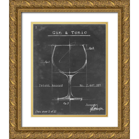 Barware Blueprint X Gold Ornate Wood Framed Art Print with Double Matting by Harper, Ethan