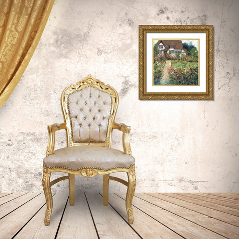 Garden Cottage II Gold Ornate Wood Framed Art Print with Double Matting by OToole, Tim