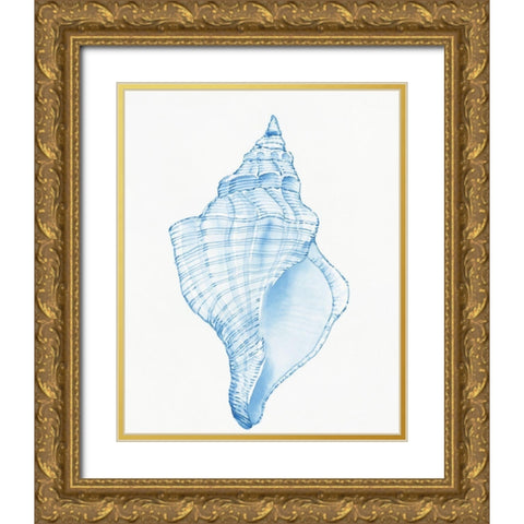Blue Shell I Gold Ornate Wood Framed Art Print with Double Matting by OToole, Tim