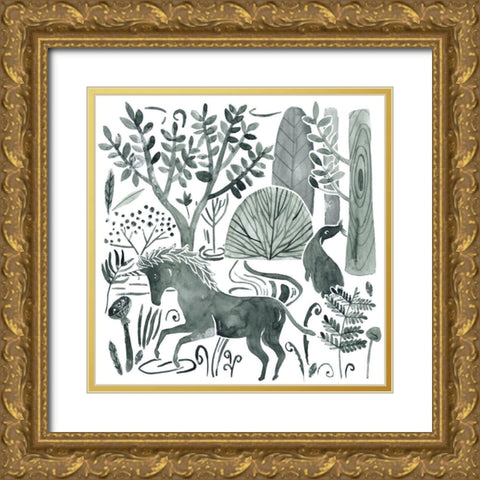 Forest Animals II Gold Ornate Wood Framed Art Print with Double Matting by Wang, Melissa