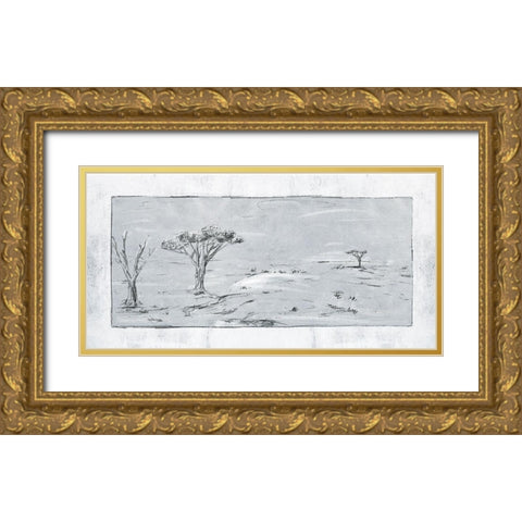 Snowy Land I Gold Ornate Wood Framed Art Print with Double Matting by Wang, Melissa