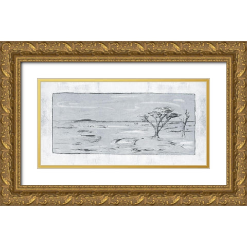 Snowy Land II Gold Ornate Wood Framed Art Print with Double Matting by Wang, Melissa