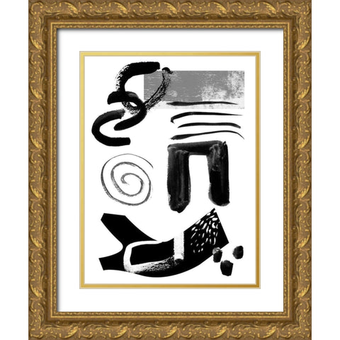 Memory Impressions IV Gold Ornate Wood Framed Art Print with Double Matting by Wang, Melissa