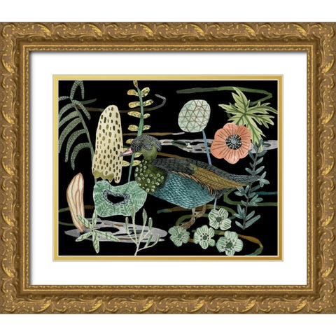 Duck in River II Gold Ornate Wood Framed Art Print with Double Matting by Wang, Melissa