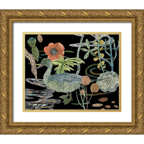 Duck in River IV Gold Ornate Wood Framed Art Print with Double Matting by Wang, Melissa