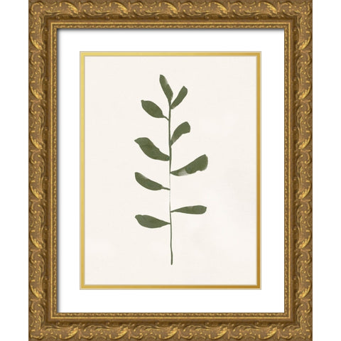 Minimal Sprig I Gold Ornate Wood Framed Art Print with Double Matting by Barnes, Victoria