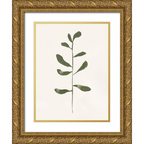 Minimal Sprig II Gold Ornate Wood Framed Art Print with Double Matting by Barnes, Victoria