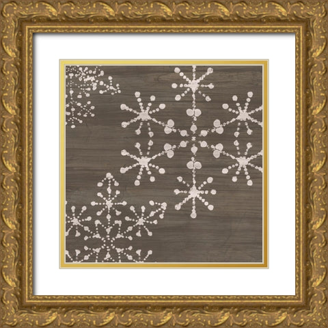 Aspen Snowflake I Gold Ornate Wood Framed Art Print with Double Matting by Vess, June Erica