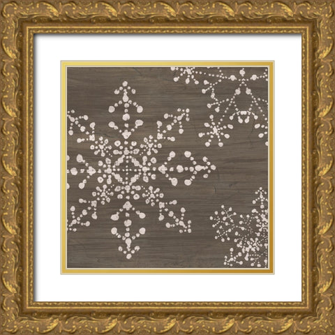 Aspen Snowflake II Gold Ornate Wood Framed Art Print with Double Matting by Vess, June Erica