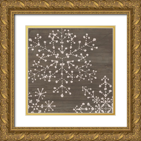 Aspen Snowflake III Gold Ornate Wood Framed Art Print with Double Matting by Vess, June Erica