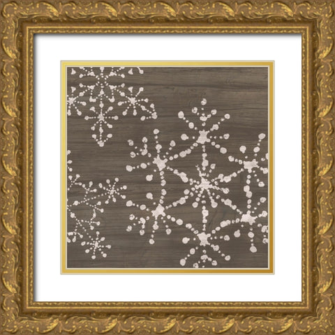 Aspen Snowflake IV Gold Ornate Wood Framed Art Print with Double Matting by Vess, June Erica