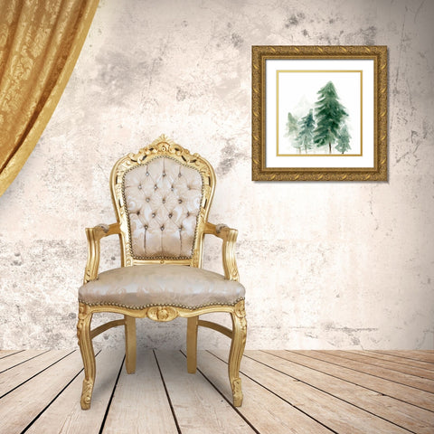 Evergreen Grove II Gold Ornate Wood Framed Art Print with Double Matting by Vess, June Erica
