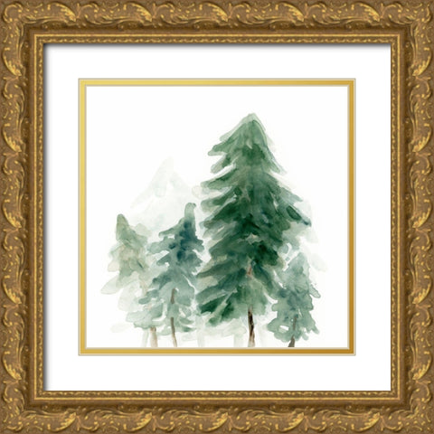 Evergreen Grove II Gold Ornate Wood Framed Art Print with Double Matting by Vess, June Erica