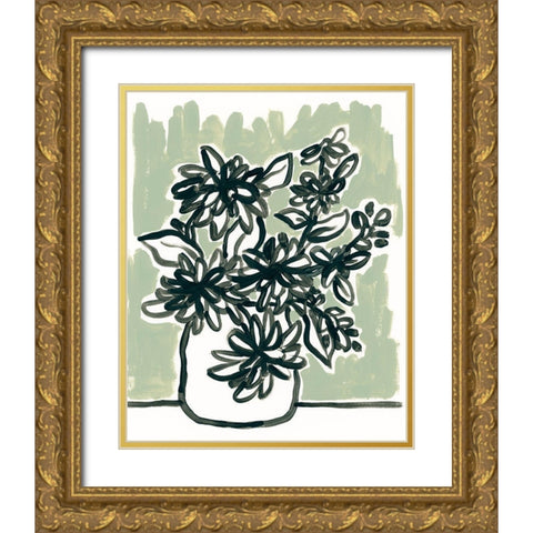 Windowsill Blossoms II Gold Ornate Wood Framed Art Print with Double Matting by Vess, June Erica