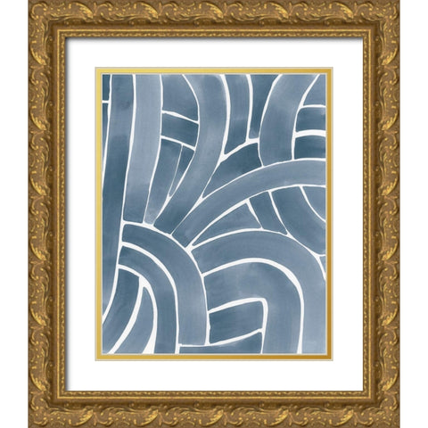 Indigo Maze II Gold Ornate Wood Framed Art Print with Double Matting by Vess, June Erica