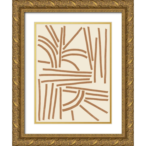 Sepia Tablature II Gold Ornate Wood Framed Art Print with Double Matting by Vess, June Erica
