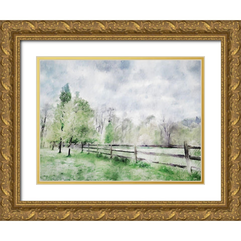 Scenic Fence Gold Ornate Wood Framed Art Print with Double Matting by Curinga, Kim