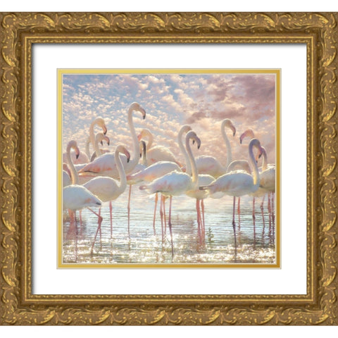 Quiet Wave of Pink Gold Ornate Wood Framed Art Print with Double Matting by Hunziker, Steve