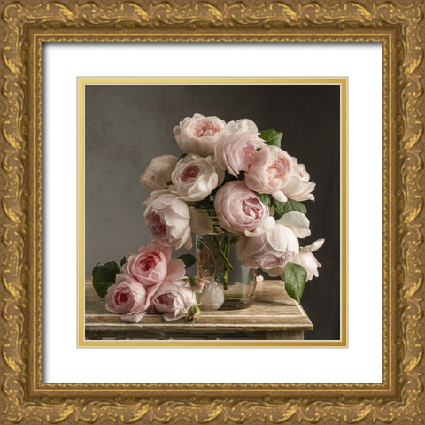 Rosetopia Gold Ornate Wood Framed Art Print with Double Matting by McLean, Leah