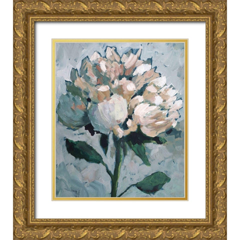 Peony Gold Ornate Wood Framed Art Print with Double Matting by Riger, Sue