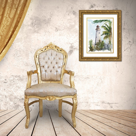 Tropical Lighthouse II Gold Ornate Wood Framed Art Print with Double Matting by Harper, Ethan