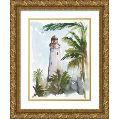 Tropical Lighthouse II Gold Ornate Wood Framed Art Print with Double Matting by Harper, Ethan