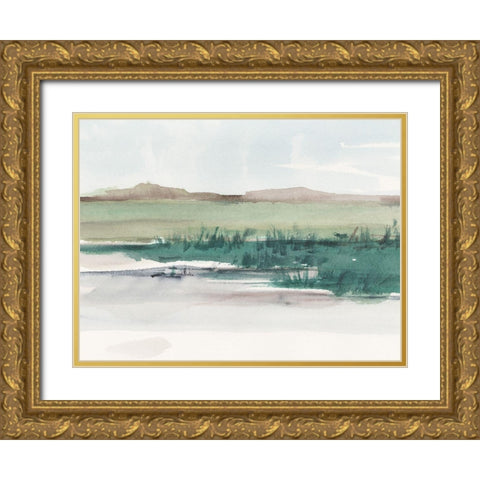 Emerald Grassland II Gold Ornate Wood Framed Art Print with Double Matting by Harper, Ethan