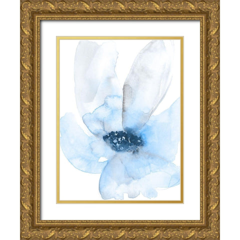 Cobalt Flower I Gold Ornate Wood Framed Art Print with Double Matting by Goldberger, Jennifer