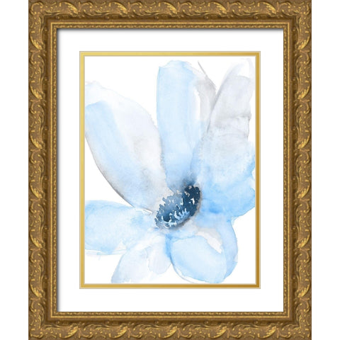 Cobalt Flower II Gold Ornate Wood Framed Art Print with Double Matting by Goldberger, Jennifer