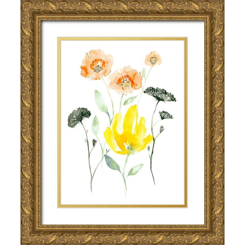 Bright Wildflowers I Gold Ornate Wood Framed Art Print with Double Matting by Goldberger, Jennifer