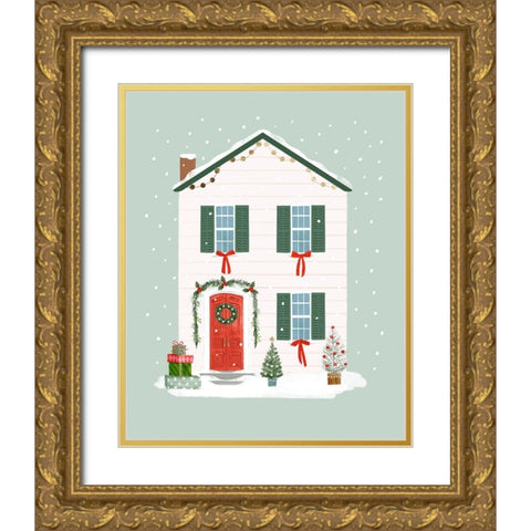 Festive Front Door III Gold Ornate Wood Framed Art Print with Double Matting by Barnes, Victoria