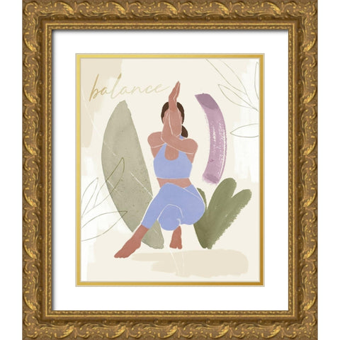 Yoga Practice II Gold Ornate Wood Framed Art Print with Double Matting by Barnes, Victoria