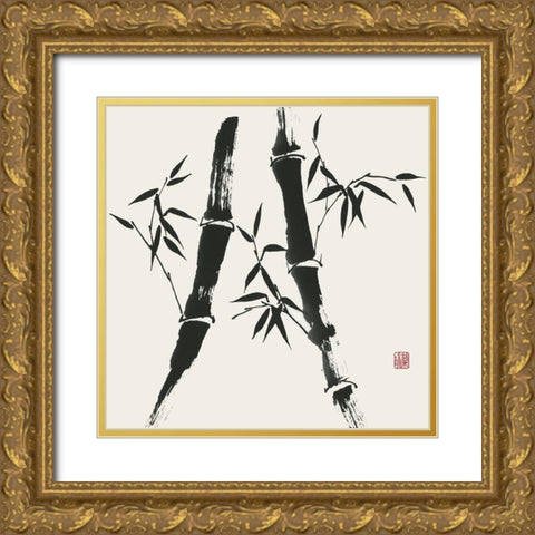 Bamboo Collection V Gold Ornate Wood Framed Art Print with Double Matting by Rae, Nan