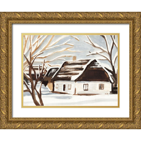 Winter Cottage I Gold Ornate Wood Framed Art Print with Double Matting by Warren, Annie