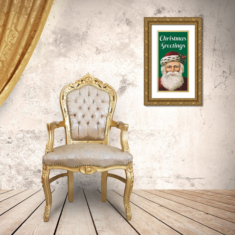 Retro Santa Claus I Gold Ornate Wood Framed Art Print with Double Matting by Longley, Alicia