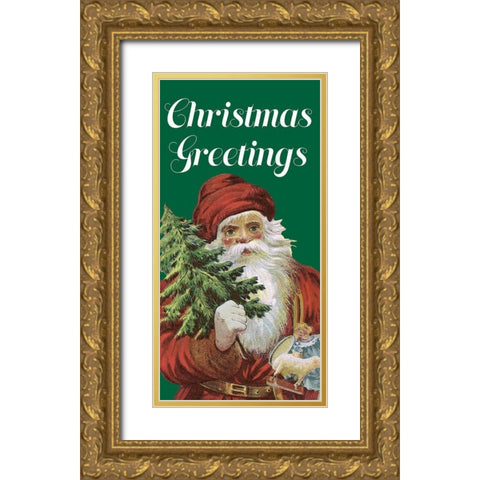 Retro Santa Claus II Gold Ornate Wood Framed Art Print with Double Matting by Longley, Alicia