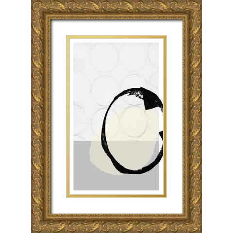 Monotone I Gold Ornate Wood Framed Art Print with Double Matting by Cartissi