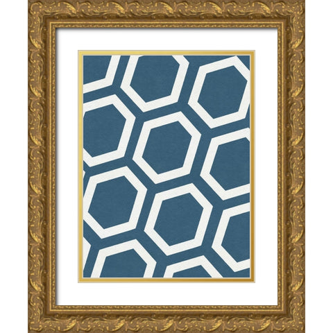 Shibori Pattern V Gold Ornate Wood Framed Art Print with Double Matting by Green, Jacob