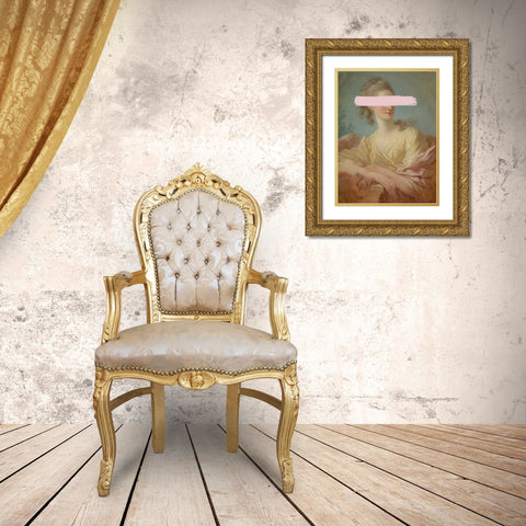 Fragonard Femme I Gold Ornate Wood Framed Art Print with Double Matting by Green, Jacob