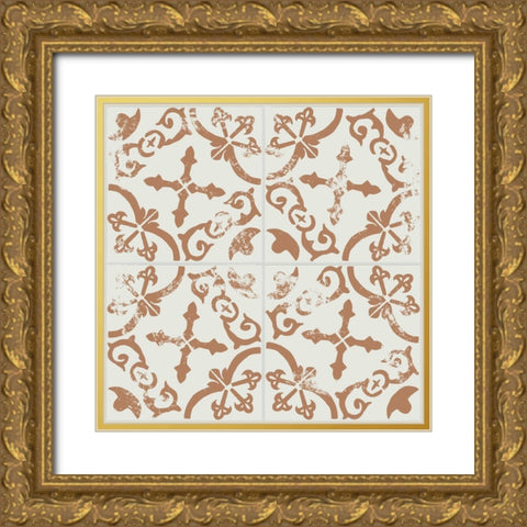 Ceramic Tile II Gold Ornate Wood Framed Art Print with Double Matting by Wang, Melissa