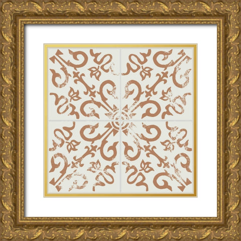 Ceramic Tile III Gold Ornate Wood Framed Art Print with Double Matting by Wang, Melissa