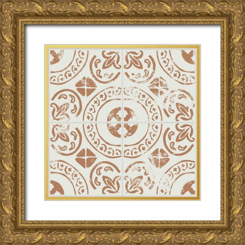 Ceramic Tile IV Gold Ornate Wood Framed Art Print with Double Matting by Wang, Melissa