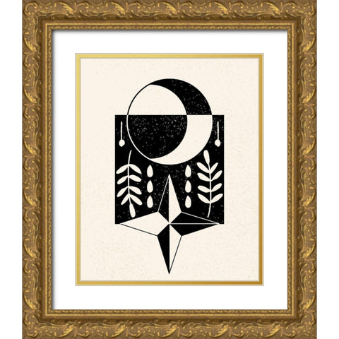 White Moon III Gold Ornate Wood Framed Art Print with Double Matting by Wang, Melissa