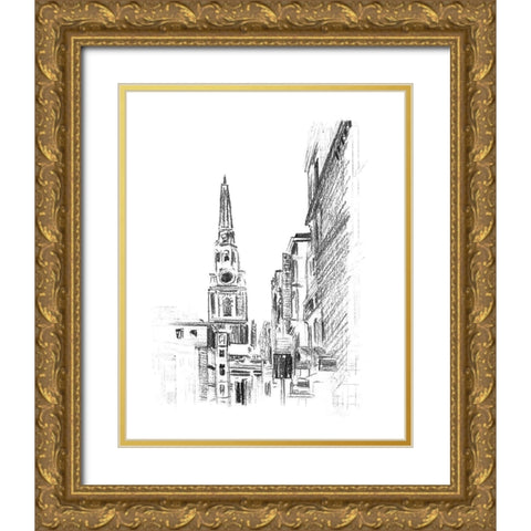 Day Street I Gold Ornate Wood Framed Art Print with Double Matting by Wang, Melissa