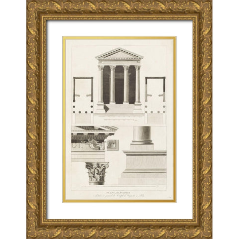 Antique Architectural Details III Gold Ornate Wood Framed Art Print with Double Matting by Unknown