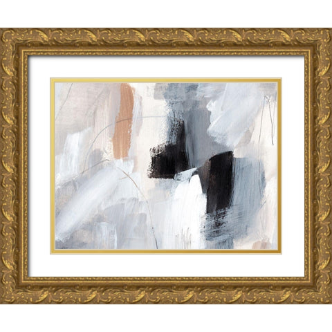 Neutral Folds I Gold Ornate Wood Framed Art Print with Double Matting by Warren, Annie