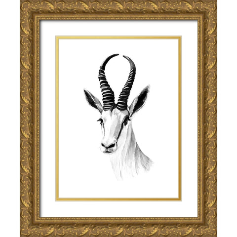 Gazelle Sketch I Gold Ornate Wood Framed Art Print with Double Matting by Warren, Annie