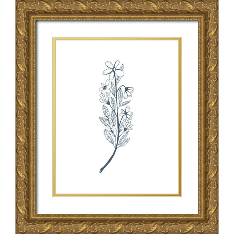 Little Flowers I Gold Ornate Wood Framed Art Print with Double Matting by Wang, Melissa